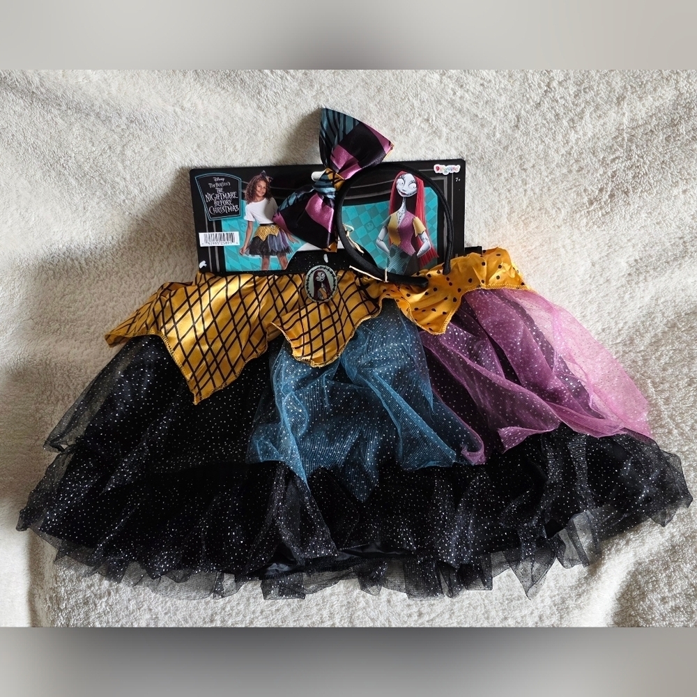 NWT Nightmare Before Christmas Sally Tutu and Headband Costume Kit for Tweens